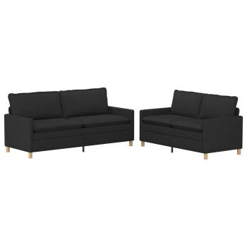 Sofa Set 2 stk. Schwarz Stoff