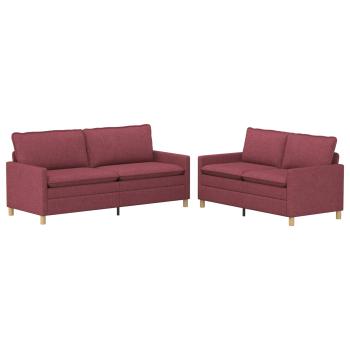 Sofa Set 2 stk. Weinrot Stoff