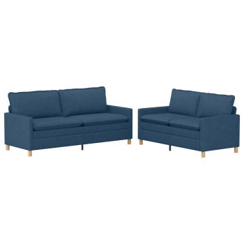 Sofa Set 2 stk. Blau Stoff