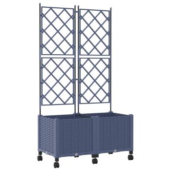 Pflanzkübel mit Spalier und Rädern 2 stk. Grau 80 x 40 x 149 cm