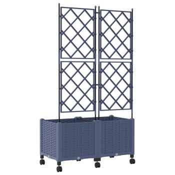 Pflanzkübel mit Spalier und Rädern 2 stk. Grau 80 x 40 x 149 cm