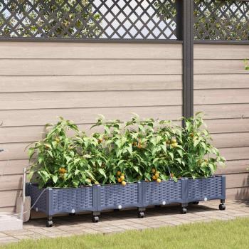 ARDEBO.de - Garten Blumenkübel mit Bewässerung und Rädern 4 Stk. Grau PP