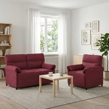 ARDEBO.de - Sofa Set 2 stk. Weinrot Stoff