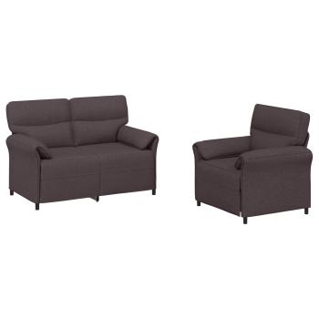 Sofa Set 2 stk. Dunkelbraun Stoff