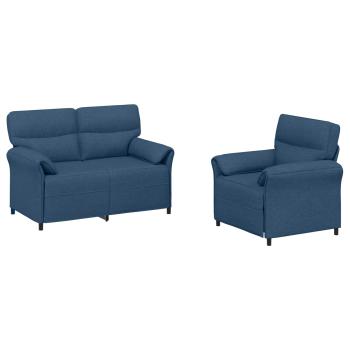 Sofa Set 2 stk. Blau Stoff