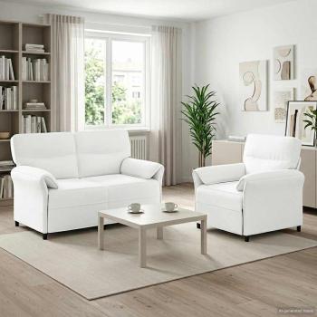 ARDEBO.de - Sofa Set 2 stk. Weiß Stoff