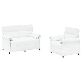 Sofa Set 2 stk. Weiß Stoff