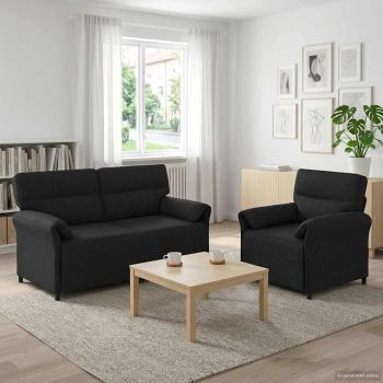 ARDEBO.de - Sofa Set 2 stk. Schwarz Stoff