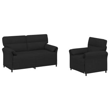 Sofa Set 2 stk. Schwarz Stoff
