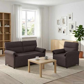 ARDEBO.de - Sofa Set 2 stk. Dunkelbraun Stoff