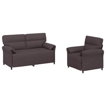 Sofa Set 2 stk. Dunkelbraun Stoff