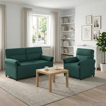 ARDEBO.de - Sofa Set 2 stk. Dunkelgrün Stoff
