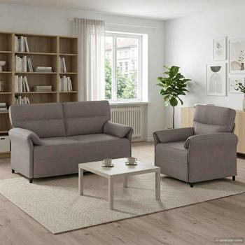 ARDEBO.de - Sofa Set 2 stk. Taupe Stoff