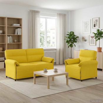 ARDEBO.de - Sofa Set 2 stk. Helles Gelb Stoff