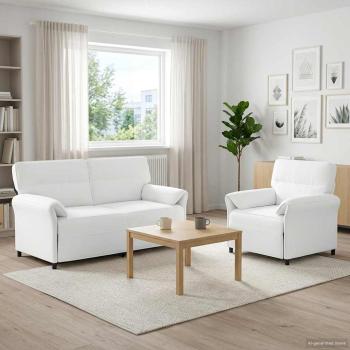 ARDEBO.de - Sofa Set 2 stk. Weiß Stoff