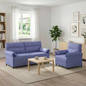 ARDEBO.de - Sofa Set 2 stk. Jeans blau Stoff