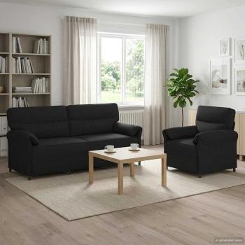 ARDEBO.de - Sofa Set 2 stk. Schwarz Stoff