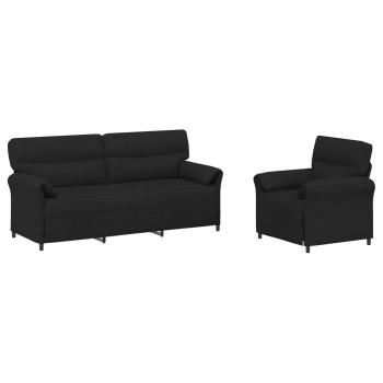 Sofa Set 2 stk. Schwarz Stoff