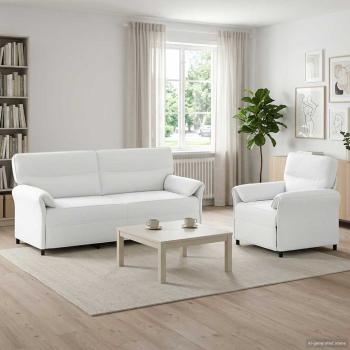 ARDEBO.de - Sofa Set 2 stk. Weiß Stoff
