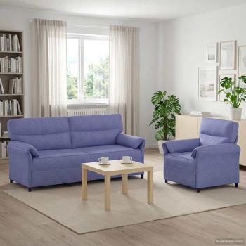 ARDEBO.de - Sofa Set 2 stk. Jeans blau Stoff