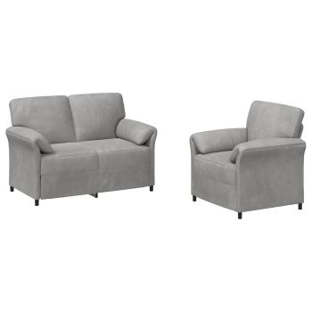 Sofa Set 2 stk. Hellgrau Samt