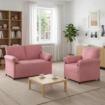 ARDEBO.de - Sofa Set 2 stk. Rosa Samt