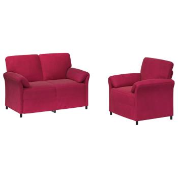 Sofa Set 2 stk. Weinrot Samt