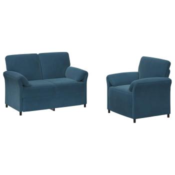 Sofa Set 2 stk. Blau Samt
