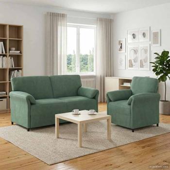 ARDEBO.de - Sofa Set 2 stk. Meergrün Samt