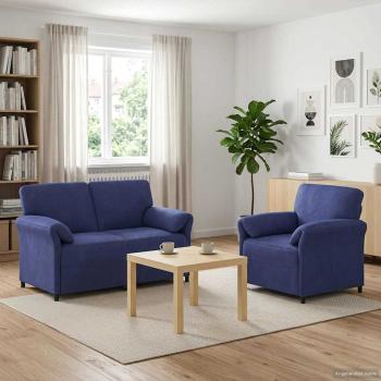 ARDEBO.de - Sofa Set 2 stk. Polizeiblau Samt