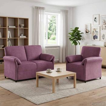 ARDEBO.de - Sofa Set 2 stk. Lila Samt