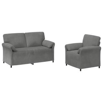 Sofa Set 2 stk. Dunkelgrau Samt