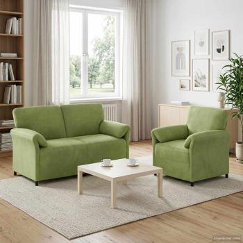 ARDEBO.de - Sofa Set 2 stk. Hellgrün Samt