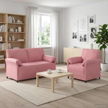ARDEBO.de - Sofa Set 2 stk. Rosa Samt