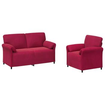 Sofa Set 2 stk. Weinrot Samt