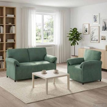 ARDEBO.de - Sofa Set 2 stk. Meergrün Samt