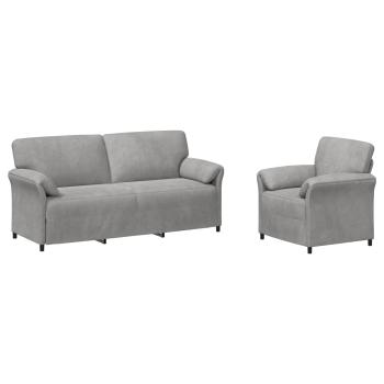 Sofa Set 2 stk. Hellgrau Samt