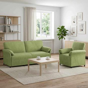 ARDEBO.de - Sofa Set 2 stk. Hellgrün Samt