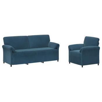 Sofa Set 2 stk. Blau Samt