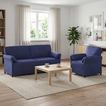 ARDEBO.de - Sofa Set 2 stk. Polizeiblau Samt