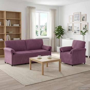 ARDEBO.de - Sofa Set 2 stk. Lila Samt