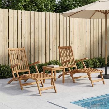 ARDEBO.de - Faltbarer Deckstuhl 2 pcs Natur Massivholz Teak