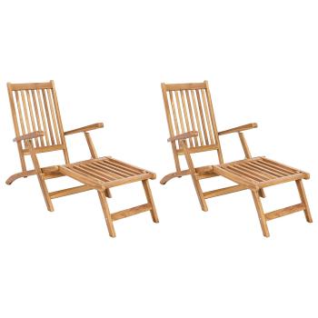Faltbarer Deckstuhl 2 pcs Natur Massivholz Teak