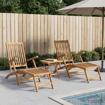 ARDEBO.de - Klappdeckstuhl mit Tisch 2 pcs Natur Massivholz Teak