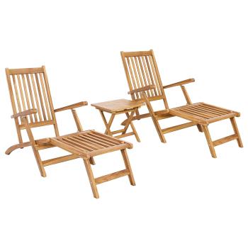 Klappdeckstuhl mit Tisch 2 pcs Natur Massivholz Teak