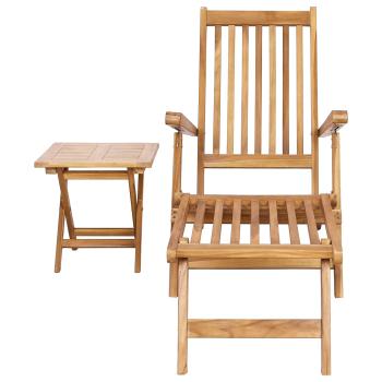Klappdeckstuhl mit Tisch 2 pcs Natur Massivholz Teak