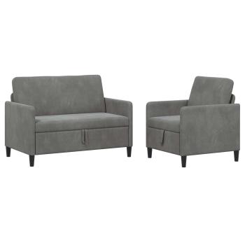 Sofa Set mit Stauraum 2 stk. Dunkelgrau Polyester
