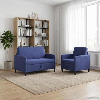ARDEBO.de - Sofa Set mit Stauraum 2 stk. Polizeiblau Polyester