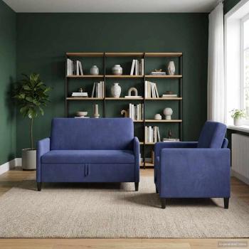 Sofa Set mit Stauraum 2 stk. Polizeiblau Polyester