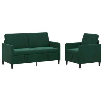 Sofa Set mit Stauraum 2 stk. Dunkelgrün Polyester
